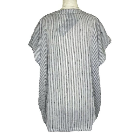 Jones New York Womens XL Short Sleeve V Neck Popover Top Ivory Navy Textured NEW - Picture 2 of 6